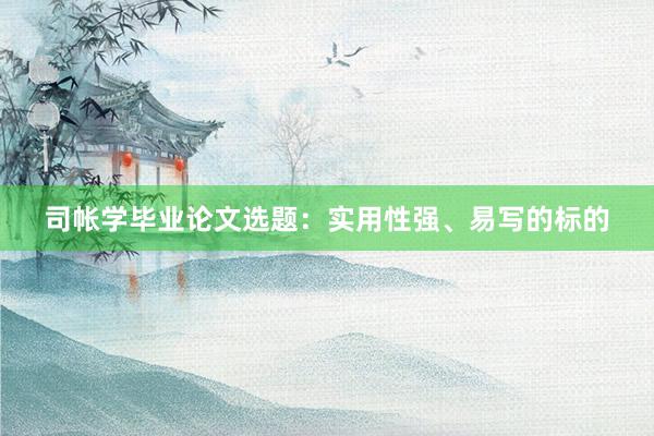 司帐学毕业论文选题：实用性强、易写的标的